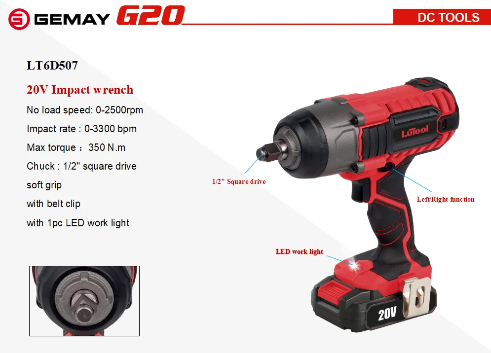 
LUTOOL G20 other power powerful Cordless battery impact electric torque Wrench tool machine combo kit 