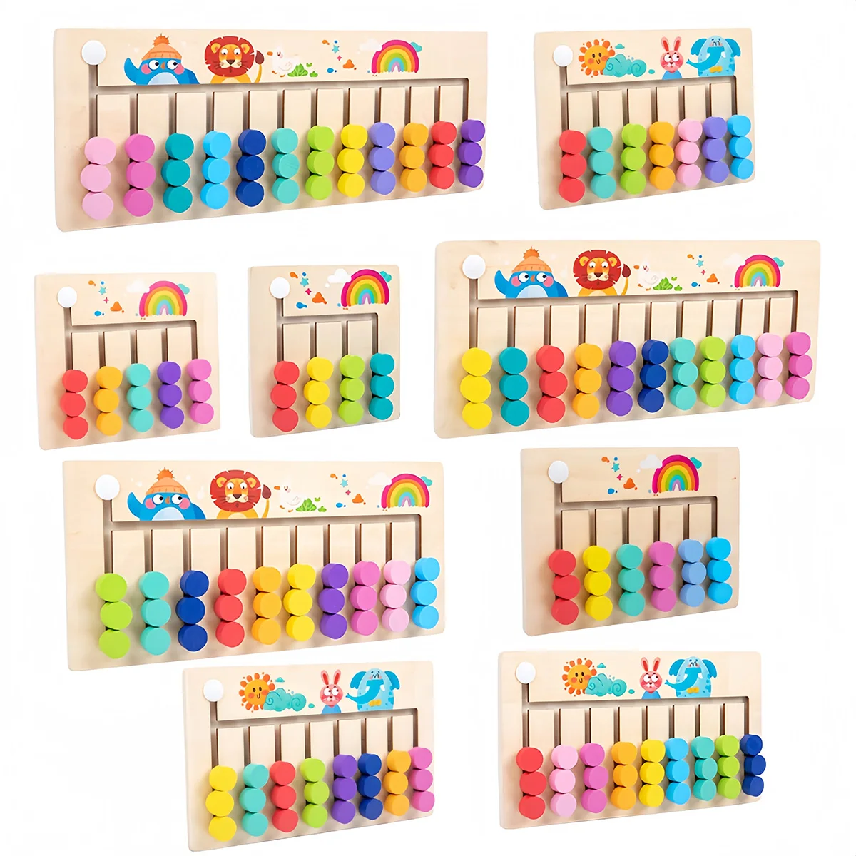 Wooden 12 Colors Logical Thinking Matching Maze Game Early Educational Montessori Focus Training Parent-child Interactive Toys