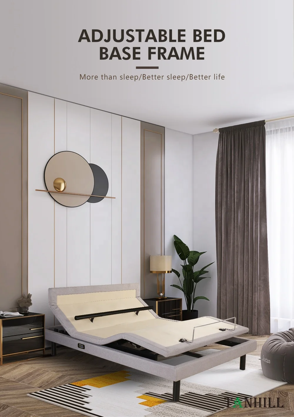 Lumbar lift support electric adjustable plank bed with massage for home