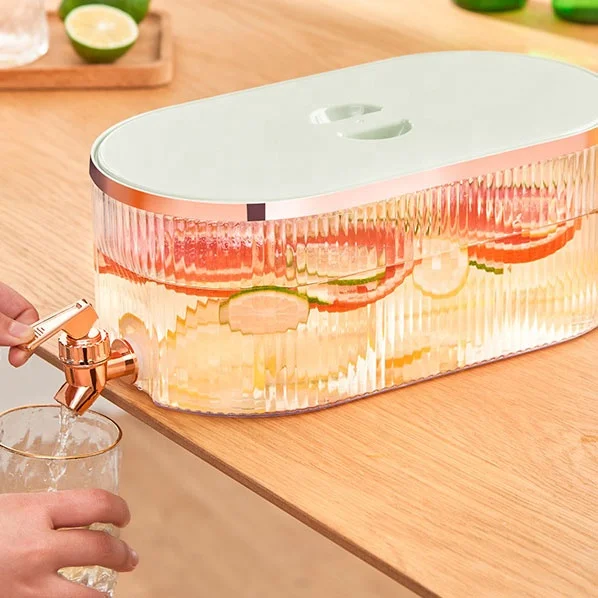 5.3L Beverage Dispenser Juice Container Dispenser Refrigerator Cold Water Bucket With Faucet