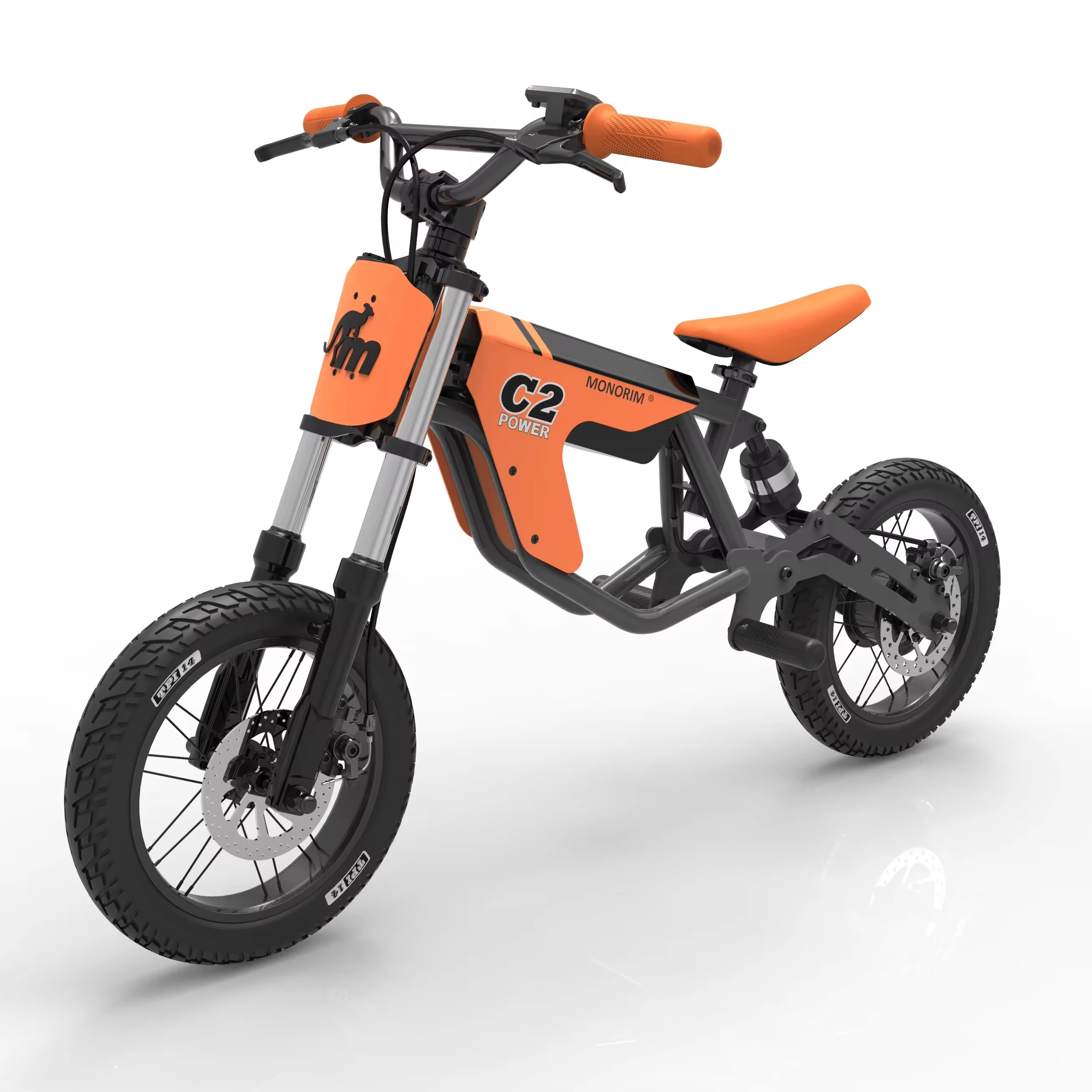 Monorim C2 Electric Kids Bike ,24V 200W Electric Balance Bike with 12 inch Inflatable Tire and Adjustable Seat
