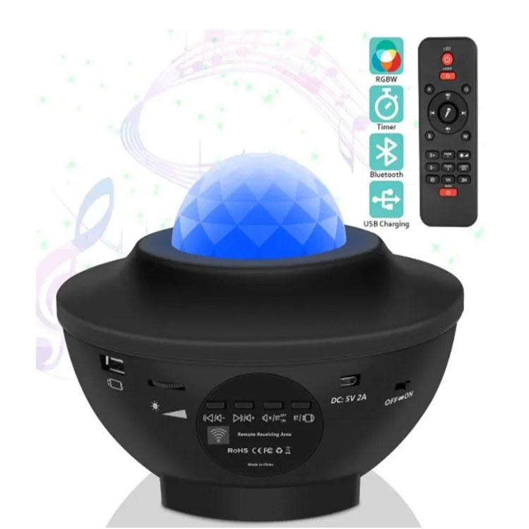 
Laser Star LED Night Light Wholesale Remote Control Kids Sleepy Ocean Wave Projector with Bluetooth Speaker for Party 