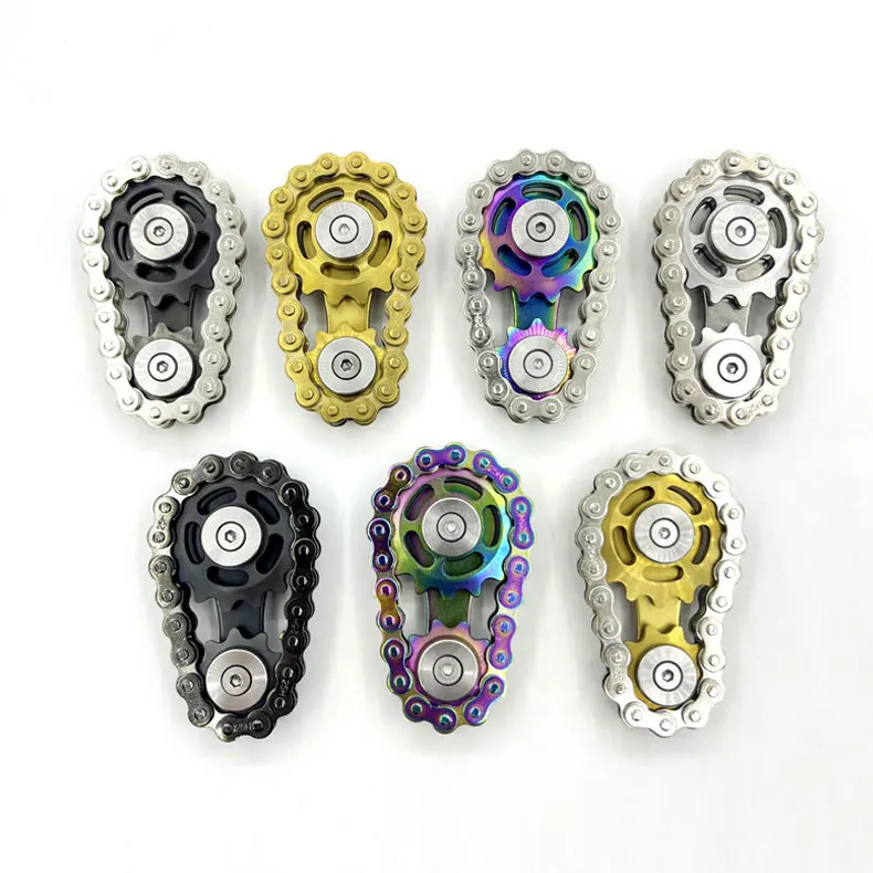 wholesale EDC Rainbow gear chain fingertip gyroscope sprocket flywheel fingertip stress relief toys for adults kids