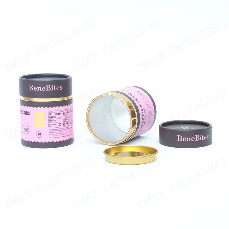 customized size cardboard round tea boxes tea can paper aluminum foil paper lining