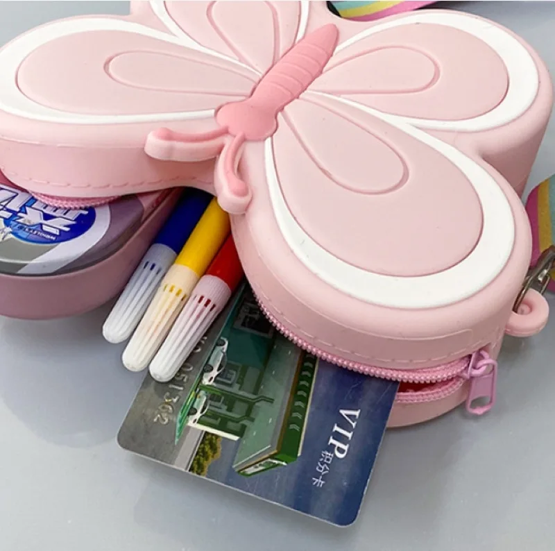 New Designer Fashion Cartoon Girls butterfly shape shoulder bags  Crossbody Bags Kids Mini wallet coin purse
