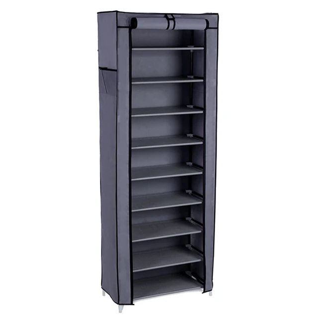 Shoes Rack,10 Tier Tall Shoe Rack - Narrow Shoe Rack with Storage Box,Fabric Covered Shoe Rack