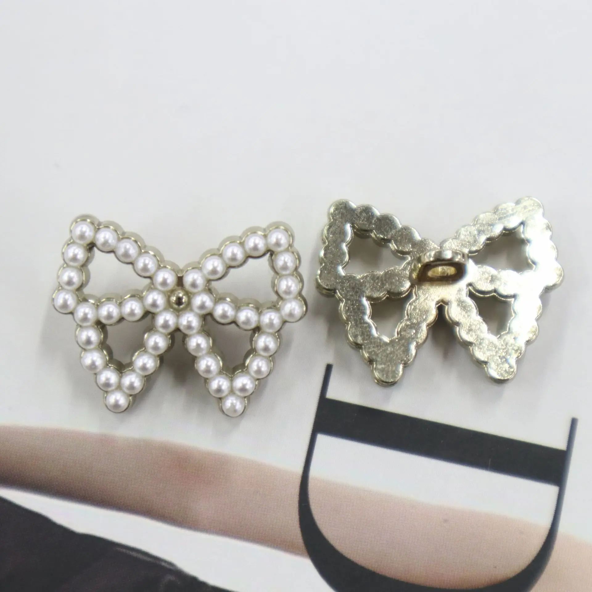 bow set pearl metal button shirt chiffon coat Fashion decoration button accessories diy