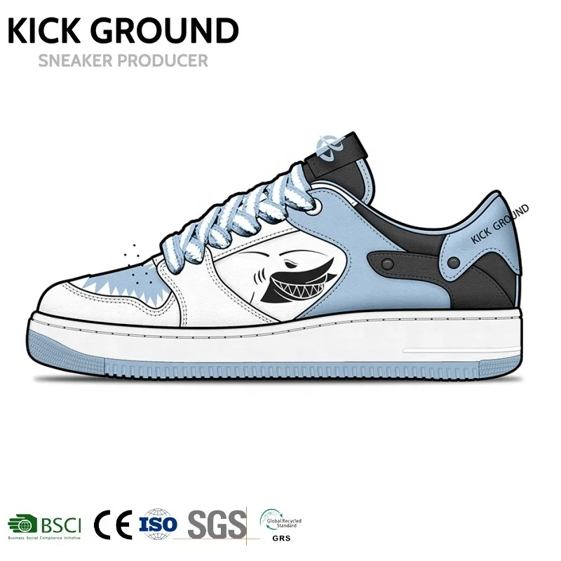 Kick Ground Custom Shoes Manufacturers Fashion Comfortable Thick Soles Replaceable Logo Diverse Custom Printed Sneakers