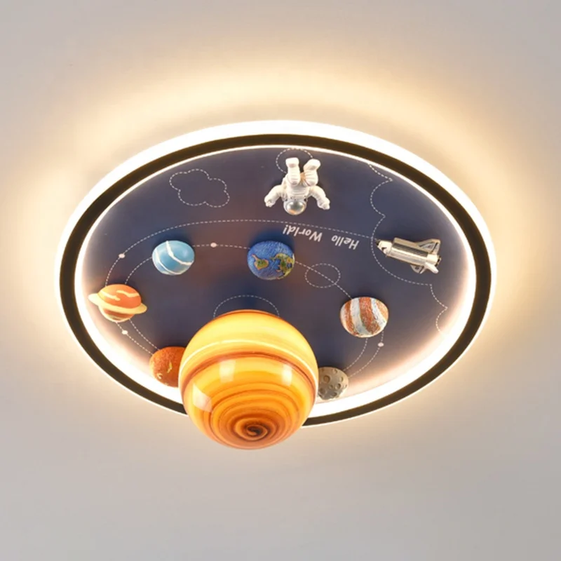 Creative Cartoon Spaceman Planet Series Warm White LED Dimmable  Cartoon Planet Ceiling Lamp for Kid room