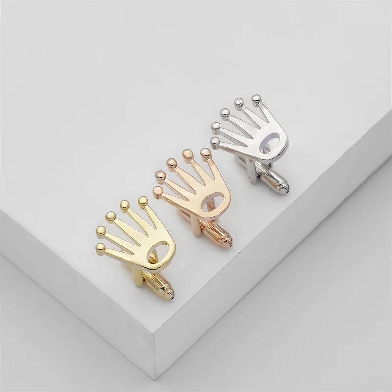fashion jewelry 2022 Latest style personalized silver plated crown shape cufflink high quality  silver cuff link for women