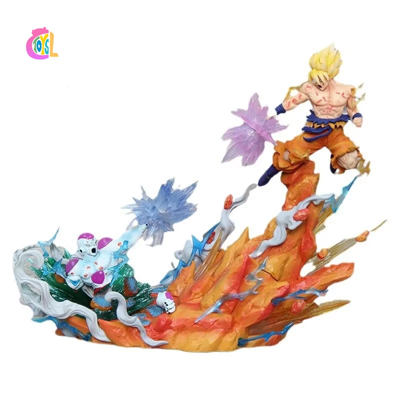 DragonS Balls PVC Goku VS Frieza Ornaments Action Luminous Resin Super Sky Top DK StatuesToy 20CM Anime Figure