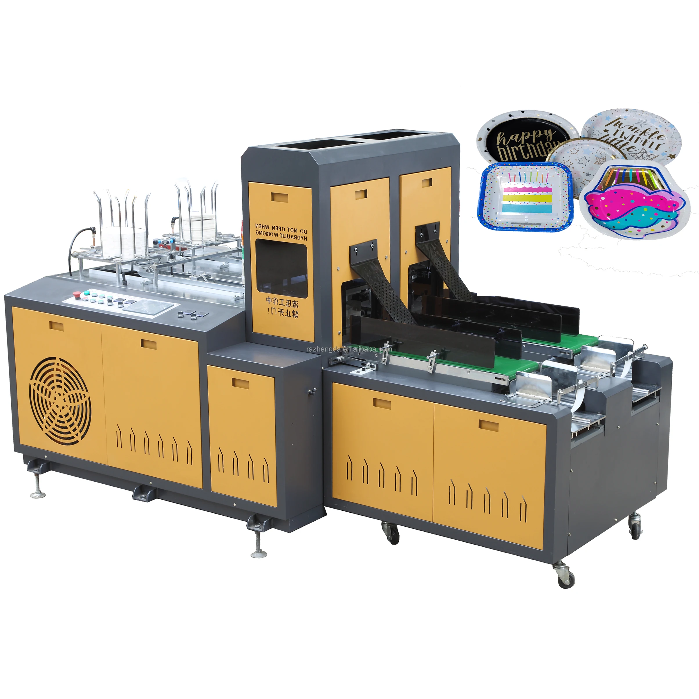 disposable paper food package container production line / take away paper lunch box making machine