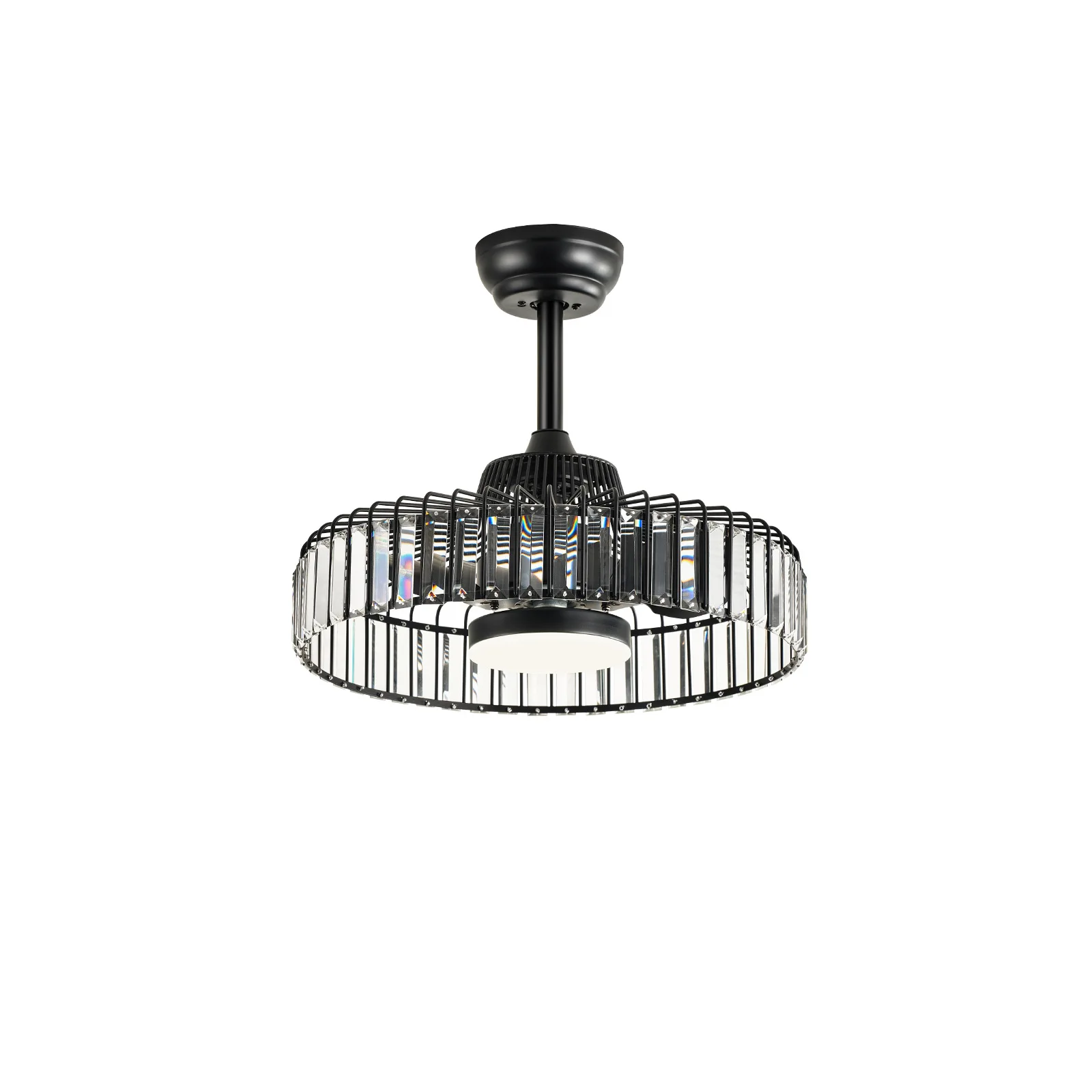 Classic crystal retro style LED variable frequency with remote control ceiling fan light for dining room, living room, bedroom