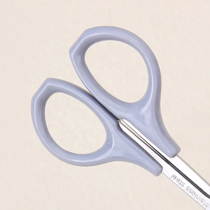 High Quality Stainless Steel Eyebrow Grooming Scissors Curved Straight Brow Shaping Scissors with Plastic Safety Cover