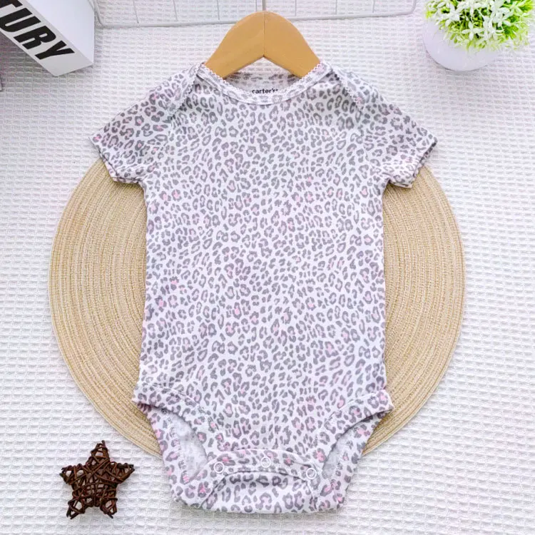 Beautiful Hot Sale 2023 Printing Baby Bamboo Cotton Bodysuit Short Sleeve Button Romper Summer unisex Clothes