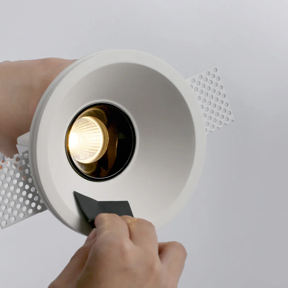 Aisilan spot fittings anti glare COB ceiling gypsum plaster in lighting dali LED Recessed trimless downlight for hotel proj