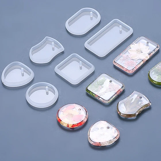 M3251 New Geometry Resin Keychain Mold Crystal Pendant Eopxy Resin Silicone Mold Tag Jewelry Molds
