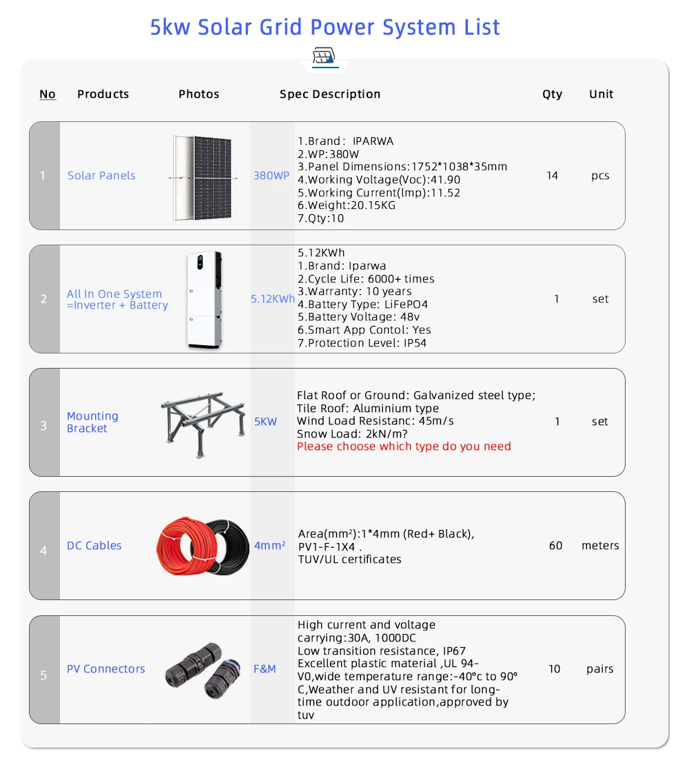 High Efficiency  6kw Solar System Solar Generators 6000w Complete Solar Energy System Full Package 5kw 30 Kw