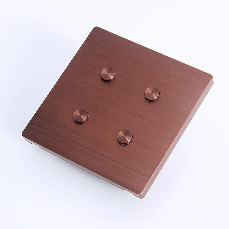 Luxury Design Smart 12V DC Dry Contact Soft Touch 4 Gang Rose Gold Brushed Aluminium Light Wall Switch