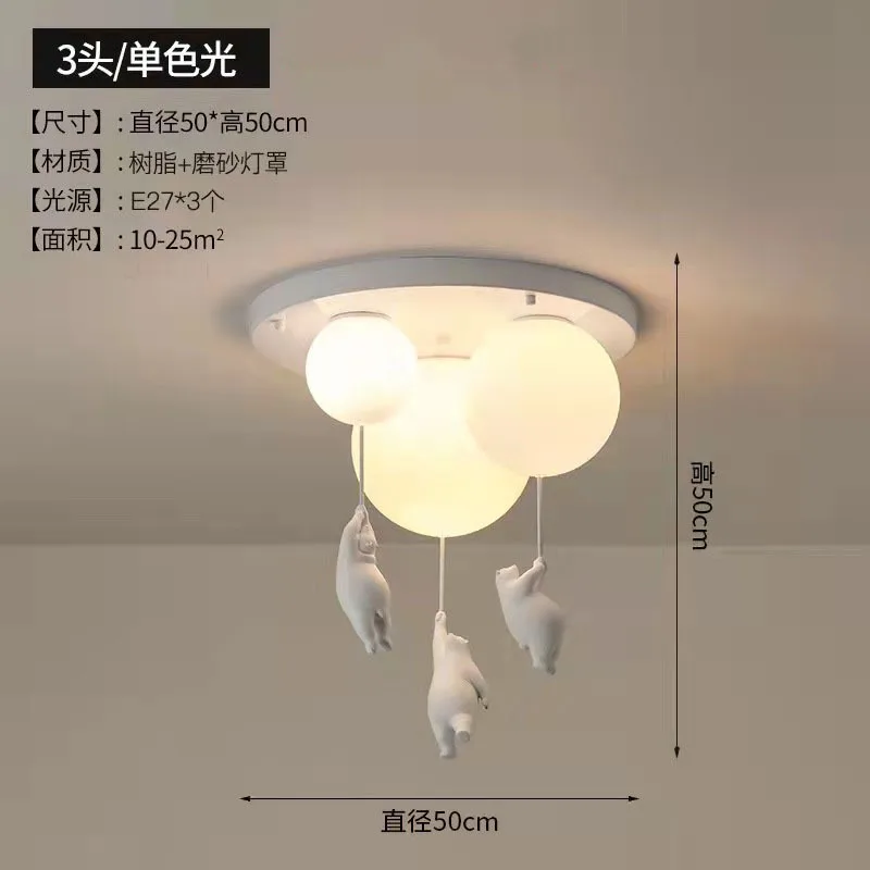 Balloon Glass Ball Hanging Ceiling Light Modern Cute Bear Doll Shape Ceiling Pendant Lamp