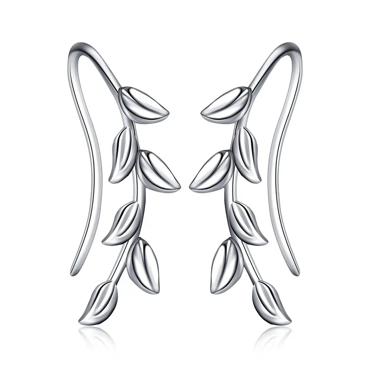 Hot sale Hypoallergenic Custom 925 Sterling Silver Korean Leaf Star Crawler Climber Earrings