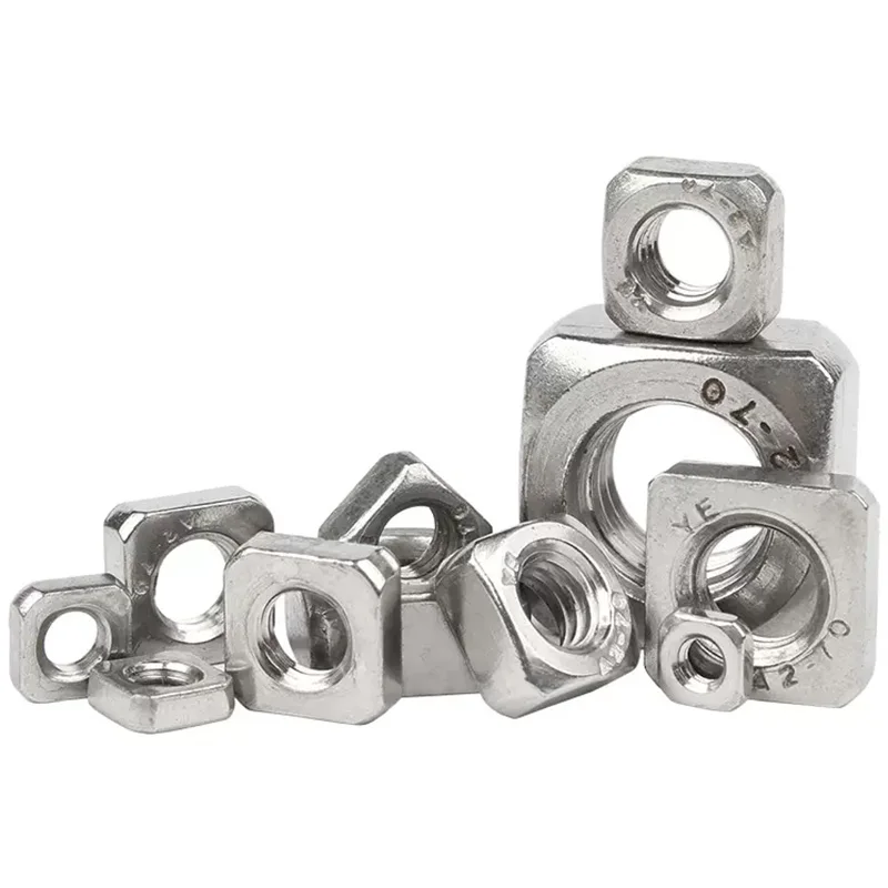 DIN557 Metric 304 Stainless Steel Square Nut Grade A2-70/A4-80 M3 M4 M5 M6 M12 Square Nut For Heavy Industry