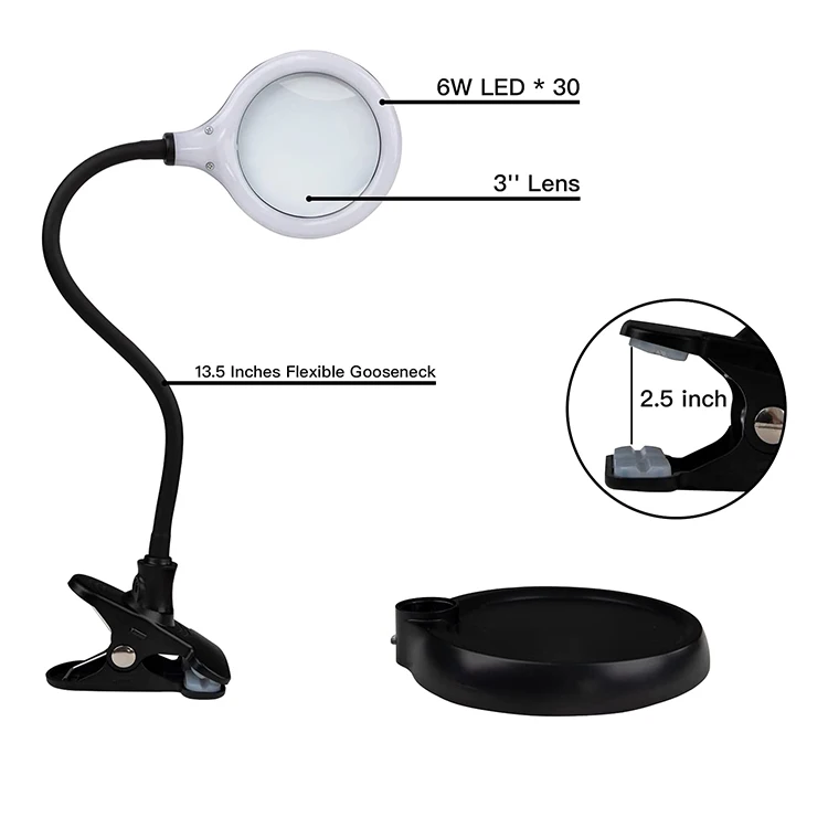 Led Portable Table Cosmetics Eyelash Extension Salon Furniture Magnifier Glass Light Beauty Salon Equipment Magnifying Lamp