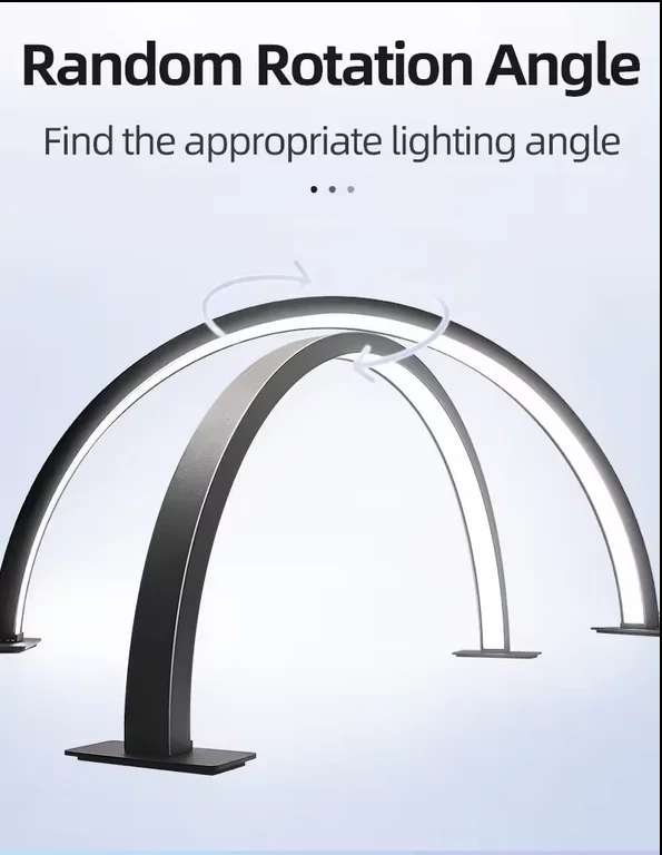 30-Inch Large Desktop Half Moon Light Non-Dazzling Bling Bling Nail Machine Workshop Hand Craft LED Ring Table Moon Light