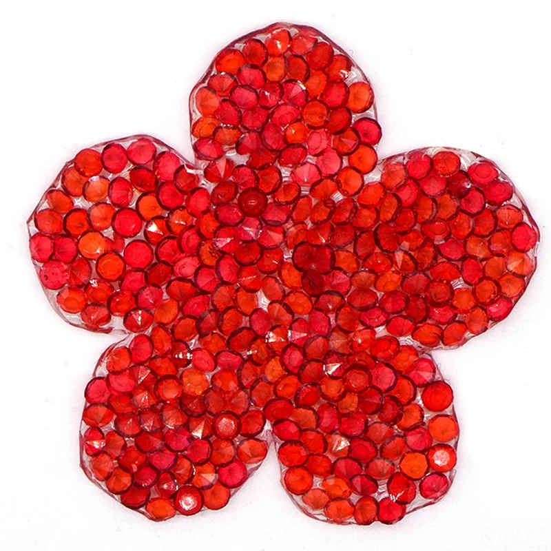 Wholesale Iron On Patches Flower Motif Different Style 3D Rhinestone Applique Patch Multi-Color Heat Seal 5 cm Flower Patches