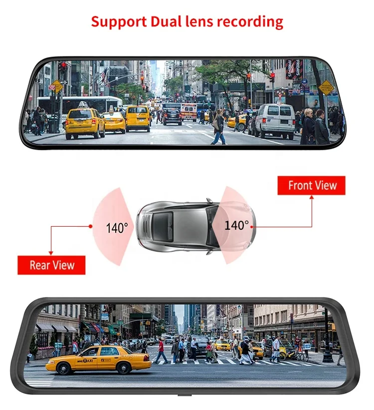 Автомобильный видеорегистратор FHD 1080P 10 дюймов 4G Android двойной объектив GPS-навигатор зеркало заднего вида