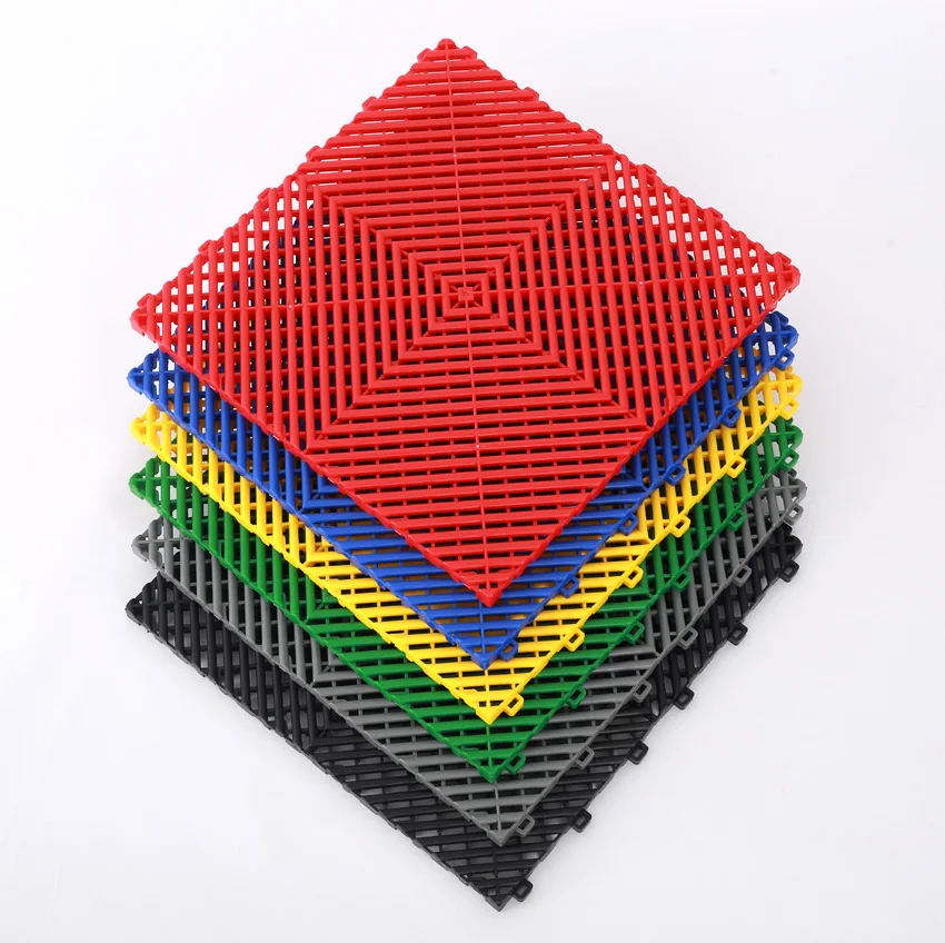 Rigid Modular Colorful Interlocking Garage Floor Tiles Industrial Plastic Garage Flooring Mats For Car Detailing Shop Workshop