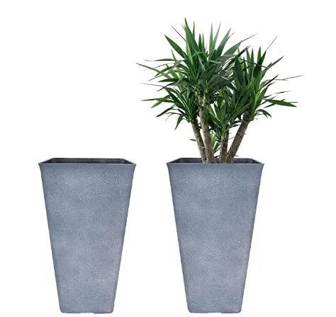 Высокие кастрюли Muse 20 дюймов, набор цветочных кастрюль 2, палуба для внутреннего дворика, комнатные и уличные садовые кастрюли для деревьев