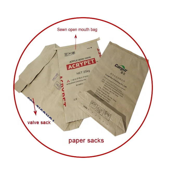 10kg 25kg Feed and feed additives 2-3 ply kraft paper bag with PE liner
