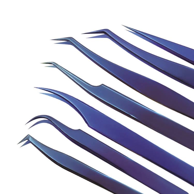 Custom beauty twezzer Kits eyelash extension dolphin tweezers lash tweezers stainless steel 90 degree tweezers