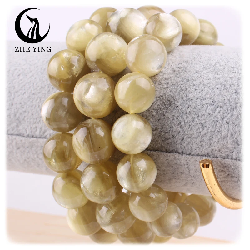 Zhe Ying 8-12mm round gold lepidolite beads wholesale natural stone bracelet Collection natural lepidolite bracelet jewelry