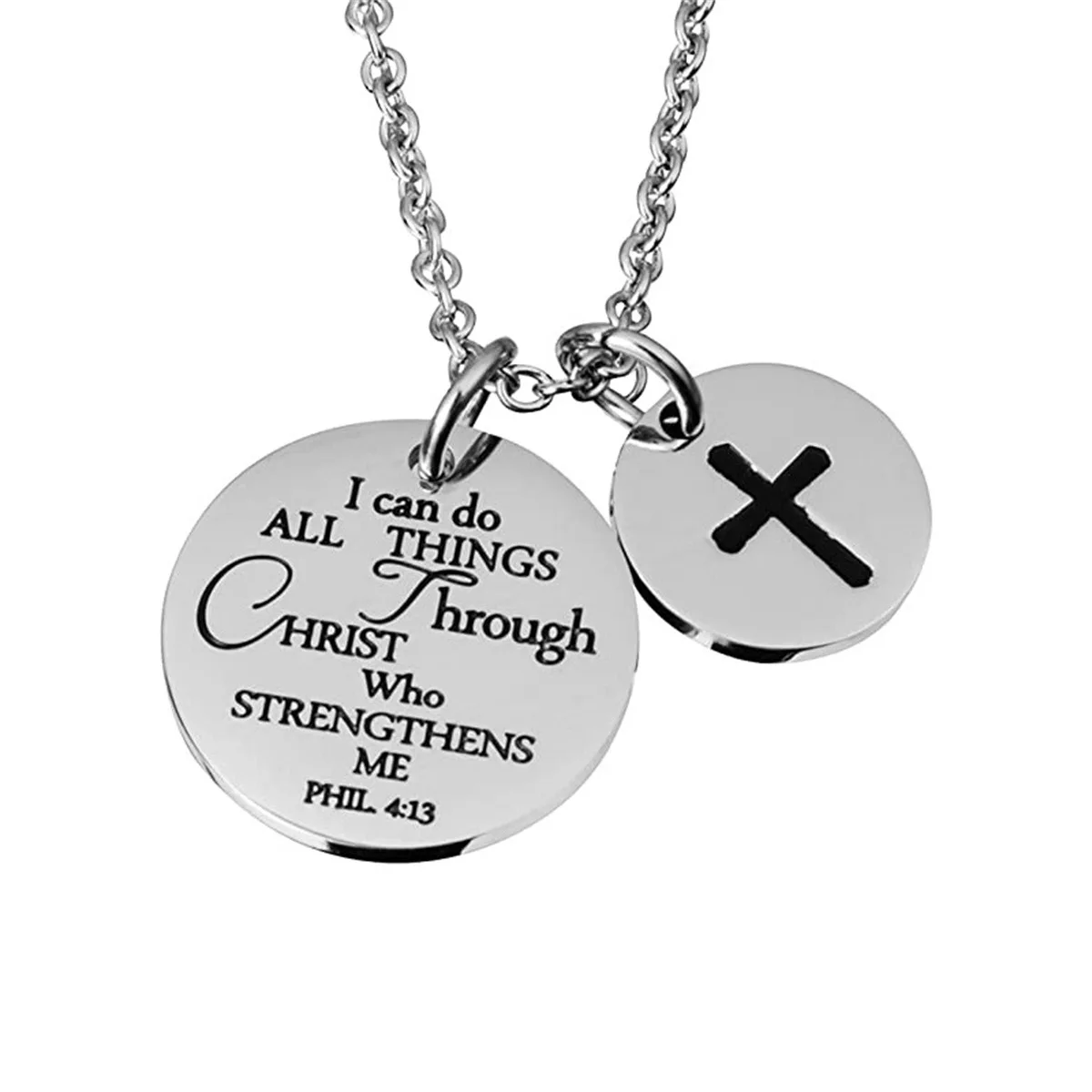 CAIOOCHE Engraved Proverbs Necklace Christian Bible & Faith Jewelry Necklace Stainless Steel Custom Necklace Factory