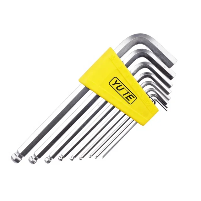 FLOURISH 10PCS 40Cr-v sand nickel Plated extra long Arm Torx Hex Key