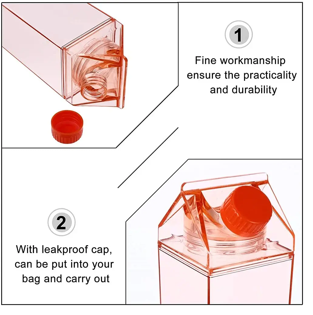 Customize Square Juice Drinking cup Plastic milk carton bottle Milk water bottle