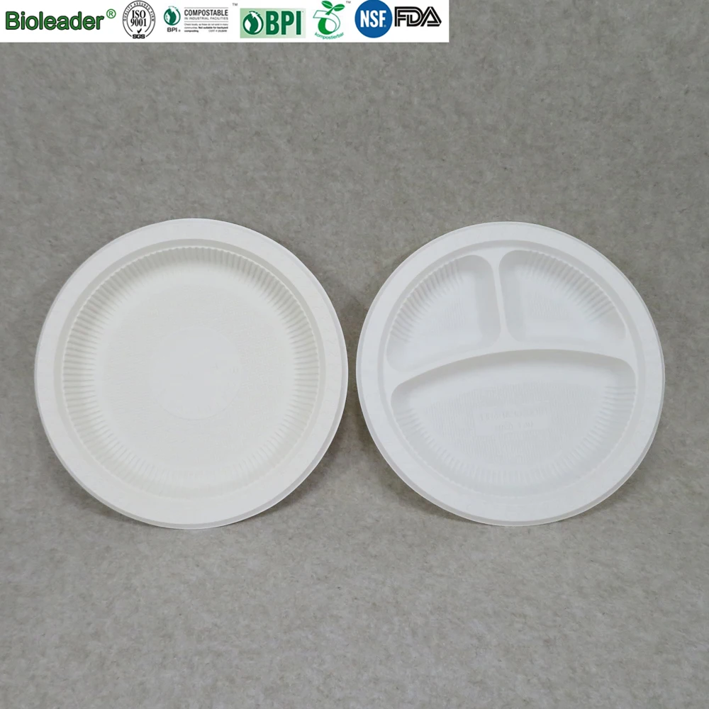 Biodegradable Disposable Cornstarch Dishes of 6,7,8,9,10 inch Party Plate Products