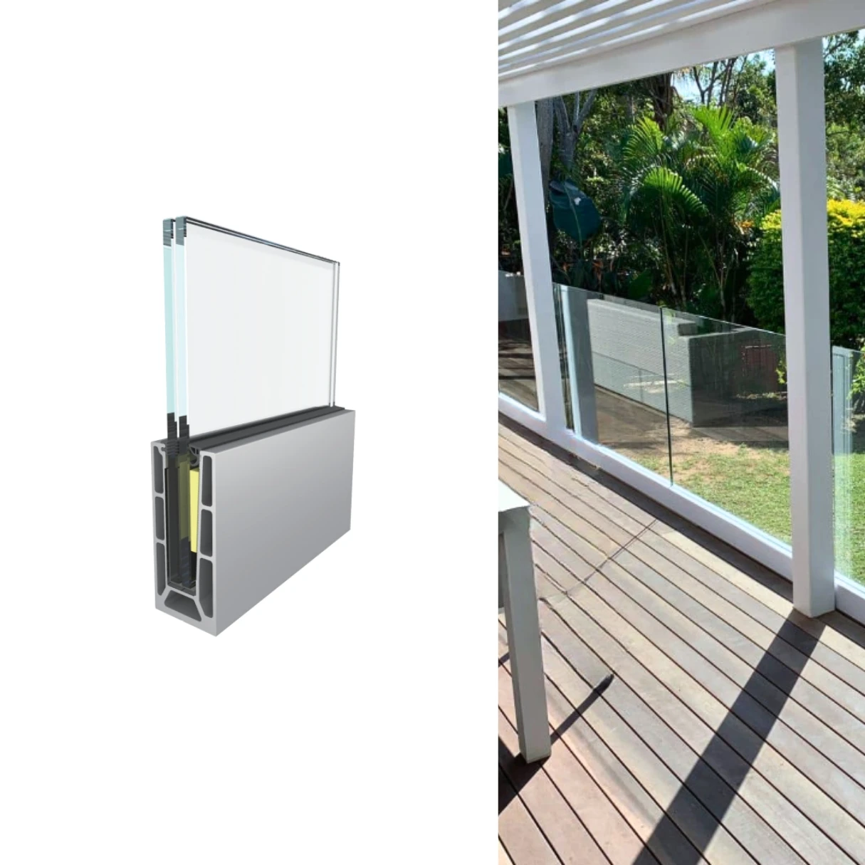 Minimalist Dream Home Glass Fence Aluminum U Shape Channel Profile Frameless Balustrade Glass Railing for an Open Concept Home