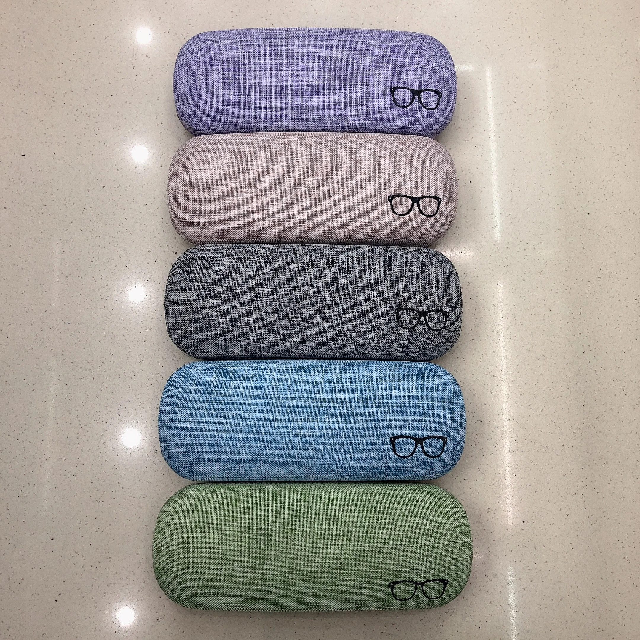 Linen PU with Logo oem metal leather glasses box customized logo black sunglasses glasses case for adults