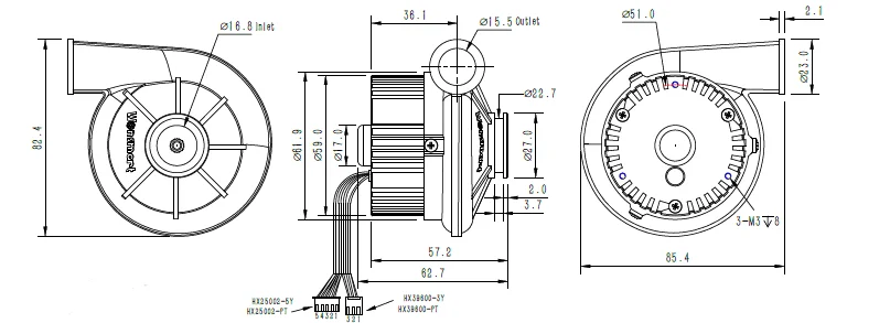 24V Three Phase Brubootss DC Medical Device/cpap Blower Fan with Hiplus Sizeow Electric Blower High Pressure 20000 Hours 1 Years