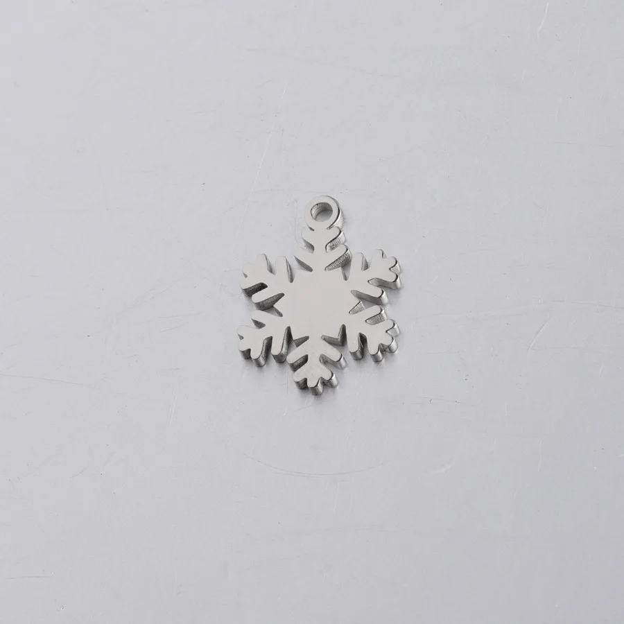 Stainless Steel Mirror Polished DIY Small Cute Snowflake Charms for Christmas Day