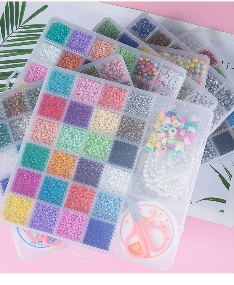 24 Grids Clay Slices Beads Set Jewelry Making Diy Necklace Bracelet Loose Spacer Clay Polymer Beads for Jewelry Crafts