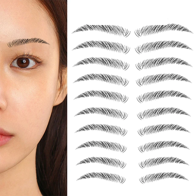 4D Waterproof Eyebrow Tattoos Stickers Transfers Stickers Grooming Shaping Eyebrow Sticker in Arch Style for Women Plastic Bag