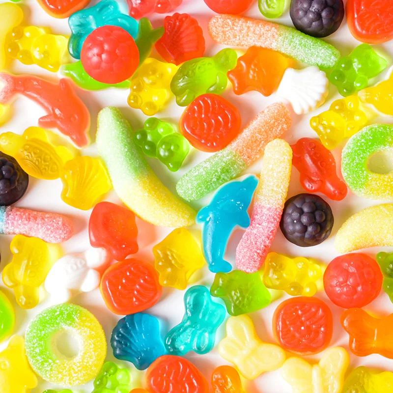 Halal Fruity Flavor Jelly Candy Sugar Coated Gummy Candy Bulk  Candies And Sweets