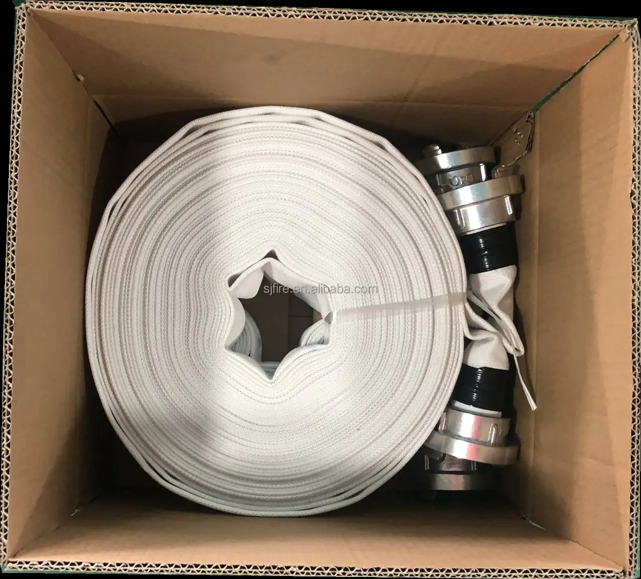 
13bar 65mm High Quality Canvas Fire Hose EPDM Lining With Machino Couplings 