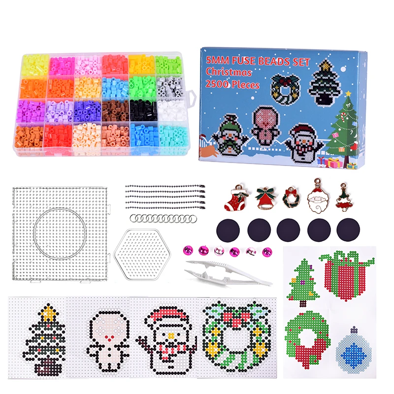 2500 Pieces Factory Hot Sale 5mm Christmas Setcastle Princess Educational Toys 24 Colors Boxed Fuse Beads Set Boys