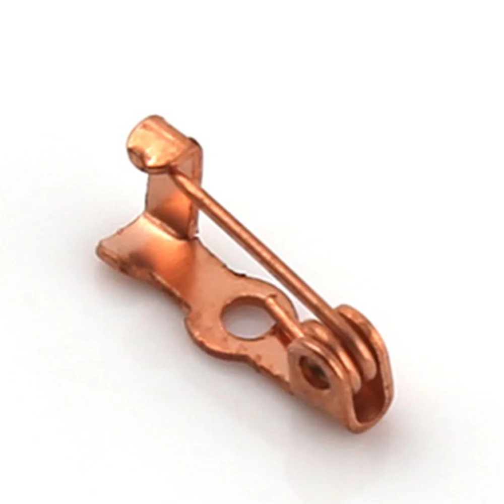 Metal Iron Pin Backs Locking 10mm Red Copper Color Brooch Clasp Pins with A Hole for Badges Name Tags DIY Crafts Jewelry Making