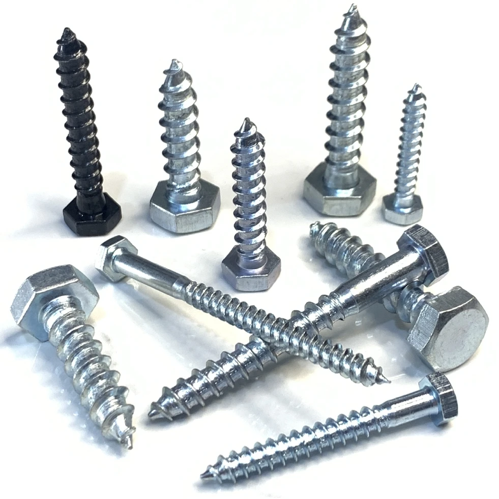 DIN571 Manufacturer Wholesale Oem Durable 15mm-80mm Hex Head Wood Furniture Tapping Screws  Hex Head Coach Wood Screws